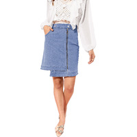 Dolce Crudo Women's Regular High Rise Above Knee Stretchable Denim Skirt (Doss22Den11-10-158-28, Light Blue, 28)