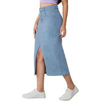 Dolce Crudo Women's Straight Fit High Rise Stretchable Denim Midi Skirt (Doss24Den79-05-389-34, Slate Blue, 34)