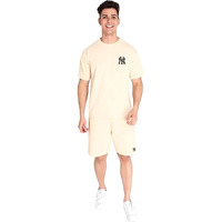 Elliti Cotton Blend Casual Round Neck Printed T-Shirt And Shorts Set, Men's Pyjama Cod Set For Men, Sleepwear & Loungewear, Summer Night Wear, Night Suit,Night Dress,Beach Weaver Suit For Men(Cream,S)