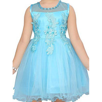 Aarika Baby-Girl's Net Fit And Flare Knee-Length Dress (Dfk-24325_Turquoise_18)