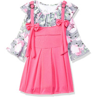 Aarika Girl Cotton Blend Floral Skirt Top Suit-Dress Set (Dr-1607_Grey_26)