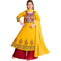 Aarika Girls Ethnic Wear Yellow Colour Abstract Print Kurti-(8-15 Years)-(Kurti-K-924-Yellow-38)