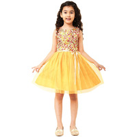 A.T.U.N Girl's Synthetic Skater Knee Long Dress (Gdrs Tuo Akg_Yellow 3_6-7 Yr)