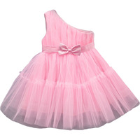 A.T.U.N. Girls Solid One Shoulder Bow Fit & Flare Dress Pink