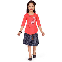 Aarika Girl's Cotton Knee-Long Dress (Dr-11520-Gajri-30)