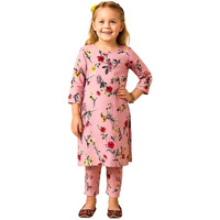 A.T.U.N. (All Things Uber Nice) Girls Floral Printed 3/4 Sleeve Kurti And Pant Set | Stylish Traditional Ethnic Wear Salwar Suit Set For All Ocassions