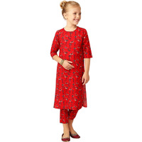 A.T.U.N. (All Things Uber Nice) Girls Animal Motif Printed 3/4 Sleeve Kurti And Pant Set | Stylish Traditional Ethnic Wear Salwar Suit Set For All Ocassions
