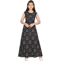 Aarika Girl's Cotton A-Line 12-13 Years Dress (Nv-Md-815_Black