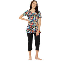 Aarika Womens Sports Wear Multi-Black Colour Printed Nylon Swim Suit-(Xs-4Xl)-(Sw-W-Shm-C-1115-Multi-40)