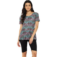 Aarika Womens Sports Wear Firozi-Black Colour Abstract Print Nylon Swim Suit-(Xs-4Xl)-(Sw-W-Shm-Ca-1119-Firozi-48)