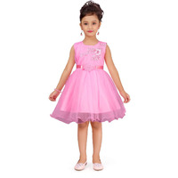 Aarika Baby-Girl's Net Fit And Flare Knee-Length Dress (Dfk-24314_Pink_18)