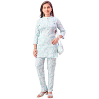 Aarika Girls Casual Wear Sea Green Colour Floral Print Polyester Co-Ord Set-8-15 Years (Kp-Tr-K-967)