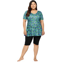 Aarika Womens Sports Wear Green-Black Colour Abstract Print Nylon Plus Size Swim Suit-(Xs-4Xl)-(Sw-W-P-Shm-Ca-1117-Green-40)