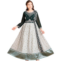 Aarika Girls Ethnic Wear D-Green Colour Thread Embroidery Gown-(10-15 Years)-(G-Mc-10251-D-Green-36)