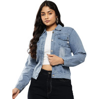 Aarika Womens Blue Colour Denim Solid Denim Jacket-(S-Xl)-(New-Dn-W-123-Blue-L)