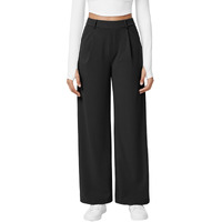Addyvero High Waisted Side Pocket Straight Leg Work Pants Black