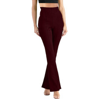 Addyvero Elastic Cotton Solid Stretchable Regular Fit Full Length Women Parallel High Rise Trouser (Maroon,32)