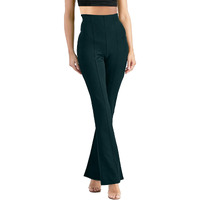 Addyvero Elastic Cotton Solid Stretchable Regular Fit Full Length Women Parallel Trouser (Green, 28)