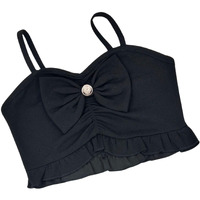 Addyvero Girls/Kids Solid Front Bow With Button Shoulder Strap Regular Fit Girls Cami Top (Black, 6-7Y)