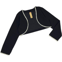Addyvero Girls/Kids Solid Full Sleeve Open Front With Lace Regular Fit Girls Shrug (Black, 5-6Y)
