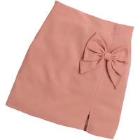 Addyvero High Rise Elastic Waist With Lace Cotton Blend Solid Regular Fit Knee-Length Girls Pencil Fit (Pink, 6-7Y)