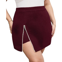 Addyvero High Rise Elasticated Waistband Side Lace Women Above Knee/Mini Bodycon Wrap Skort/Shorts (Maroon, 30)