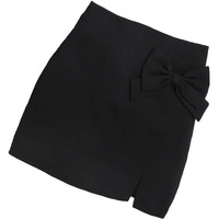 Addyvero High Rise Elastic Waist With Lace Cotton Blend Solid Regular Fit Knee-Length Girls Pencil Fit (Black, 5-6Y)