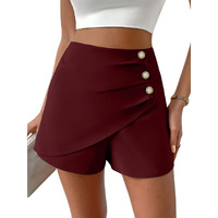 Addyvero Women High Rise Elasticated Waistband Side Button Skort/Shorts Above Knee/Mini Women Party Bodycon Wrap (Maroon, 34)