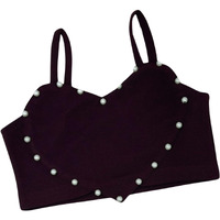 Addyvero Girls/Kids Solid Heart Shape With Pearl Shoulder Strap Regular Fit Girls Cami Top (Maroon, 5-6Y)