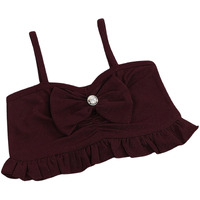 Addyvero Girls/Kids Solid Front Bow With Button Shoulder Strap Regular Fit Girls Cami Top (Maroon, 7-8Y)