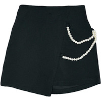 Addyvero Girls/Kids Solid Front Side Pearl Lace Elasticated Waistband A-Line Regular Fit Girls Skirt (Black, 7-8Y)