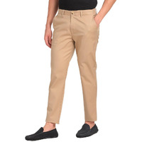 Adro Ankle-Length Men's Cotton Chinos For Modern Comfort With Adjustable Waist Band. (Beige, 32)