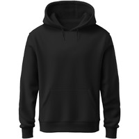Adro Men's Cotton Neck Hooded Sweatshirt (H22-M-Pln-Bl_Black_S)
