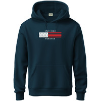 Adro Men's Cotton Blend Neck Hooded Sweatshirt (H24-Flag-Sb_Teal