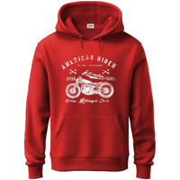 Adro Men's Cotton Blend Neck Hooded Sweatshirt (H24-Ame-Rd_Red