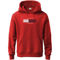 Adro Men's Cotton Blend Neck Hooded Sweatshirt (H24-Flag-Rd_Red