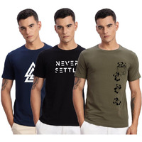 Adro 100% Cotton Lycra Tshirts For Men Combo Pack Of 3 | Regular Fit | Printed T Shirt | Round Neck Half Sleeve| Mens Tshirts|Rcm3_Poc-Ol_Set-Bl_Tkt-Nb_Xl