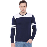 Adro Men's Full Sleeve Cotton Color Block T-Shirts (Fr2-4-Tip-Nb-3Xl_Navy Blue3_3Xl)