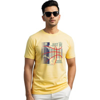 Adro Men's Graphic Printed 100% Cotton T-Shirt - Regular Fit, Printed T-Shirts For Men (Rn24-Bcl-Ly_Light Yellow_3Xl)