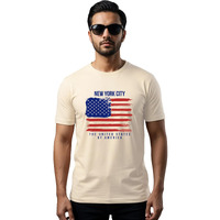 Adro 100% Cotton Lycra Tshirts For Men | Regular Fit T-Shirt | Printed T Shirt For Men | Round Neck Half Sleeve Tees | Tshirt For Man | R22-M-Nww-Ws-L White Sand