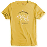 Adro Die With Memories Not With Dreams Mens Cotton Printed T-Shirt (R21-M-Die-Ly_Light Yellow_M)