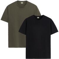 Adro Mens T Shirts | Solid Tshirts For Men | Pure Cotton Lycra Fabric | 4 Way Stretch Smart Tech Tshirt | Pack Of 2 Round Neck T-Shirt For Summer | Rcm2_25_Bl-Ol_S Black,Olive