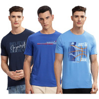 Adro 100% Cotton Lycra Tshirts For Men Combo Pack Of 3 | Regular Fit | Printed T Shirt | Round Neck Half Sleeve| Mens Tshirts|Rcm3_Bcl-Sk_Rac-Rb_Inv-Nb_M