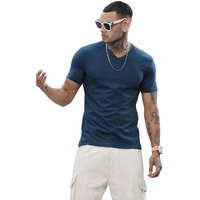 Adro Men's Plain V-Neck T-Shirt | 100% Cotton | Regular Fit | Soft & Stretchable Casual Tee | Vn25-Pln-Sb-4Xl Teal