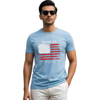 Adro 100% Cotton Lycra Tshirts For Men | Regular Fit T-Shirt | Printed T Shirt For Men | Round Neck Half Sleeve Tees | Tshirt For Man | R22-M-Nww-Sk-Xl Sky Blue