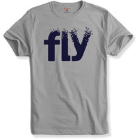 Adro Men's Printed Cotton T-Shirt | Regular Fit | Round Neck | Rnr-M-Fly-Gr-3Xl Grey