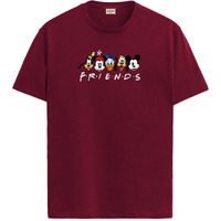 Adro T Shirts For Boys & Girls | Friends Printed T-Shirt | Ages 3-14 | 100% Cotton Round Neck Tshirt For Boys |Krn-L2-Friend-Mr-7-8Y Maroon