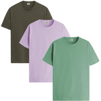 Adro T Shirts Pack Of 3 Mens Tshirts Cotton T Shirts For Men Pack Of 3 T Shirts Regular Fit Tshirts Combo T Shirts Solid Tshirt For Men | Rcm3-Pln-Pu-Ol-Pt-L