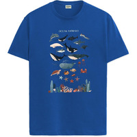 Adro T Shirts For Boys & Girls || Ocean Sharks Printed T-Shirt || Ages 3-14 || 100% Cotton Round Neck Tshirt For Boys & Girls||Krn-Ocea-Rb-13-14Y Royal Blue