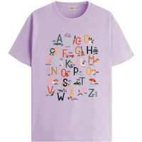 Adro T Shirts For Boys & Girls || Creative Alphabets Learning Printed T-Shirt || Ages 3-14 || 100% Cotton Round Neck Tshirt For Kids||Krn-Abc-Pu-5-6Y Purple